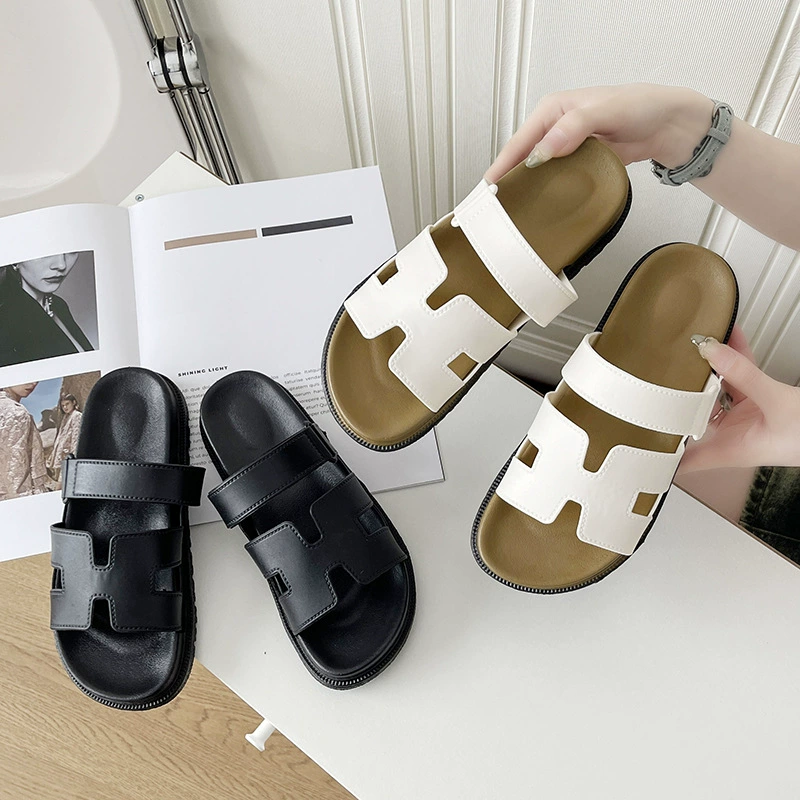 Ретро-шлепанцы H-образной формы для женщин, летняя обувь 2025 года, новые пляжные сандалии для отдыха, повседневные сандалии, интернет-хит