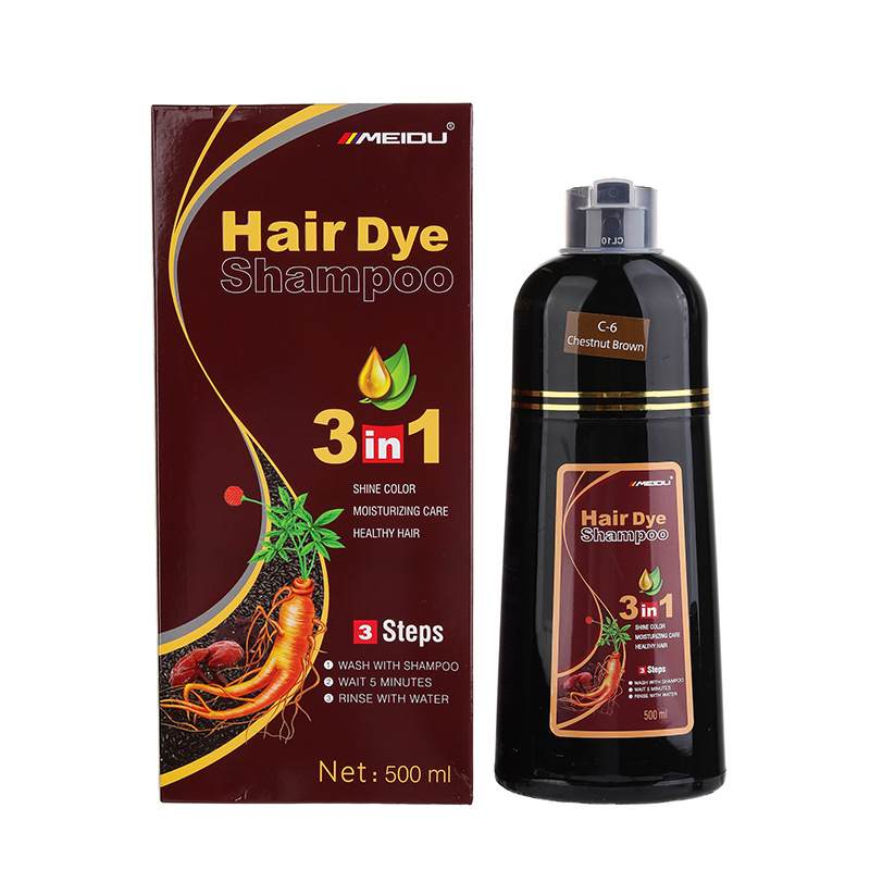 Mido al por mayor transfronterizo, un champú de tinte para el cabello negro, un lavado, blanco a negro, planta fina, crema para el cabello de burbujas