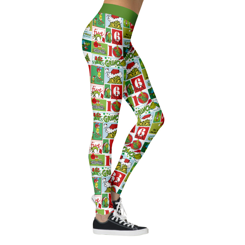 Women's Christmas Retro Cartoon Full Length Printing Leggings display picture 6