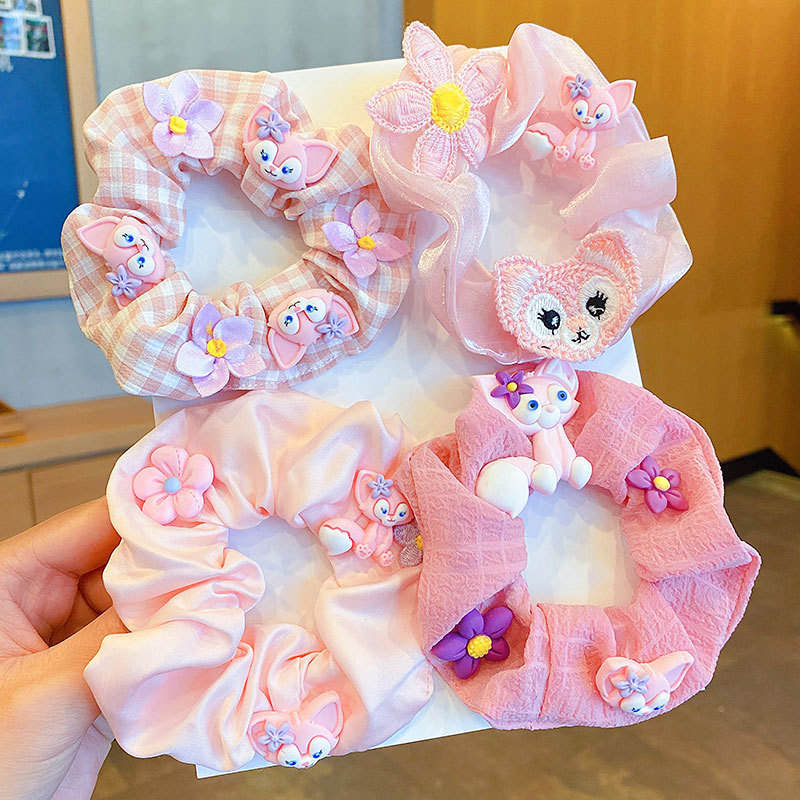 Lingnabel accesorios para el cabello niñas lindo anillo de pelo niña no hace daño accesorios para el cabello banda de goma Corea del Sur Rosa intestino grueso anillo al por mayor