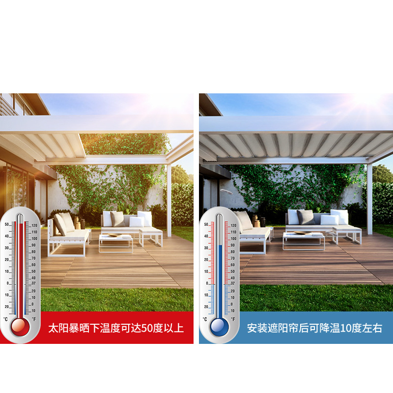 Jianpin al aire libre inteligente de control remoto sombrilla Pavilion al aire libre Villa patio aislamiento eléctrico retráctil Pavilion