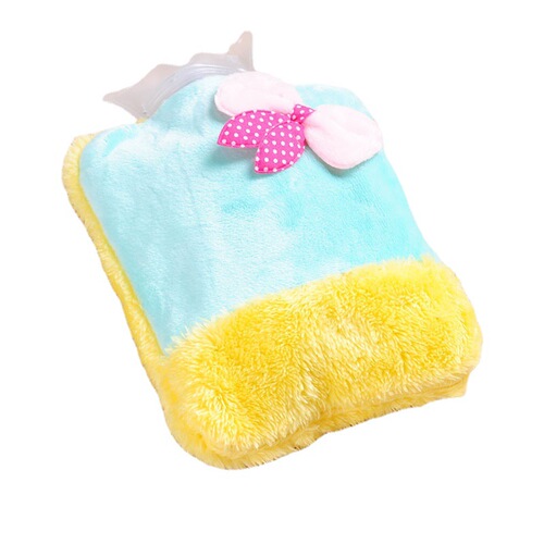 Cute cartoon bow hot water bottle, water-filled explosion-proof hand warmer, water-filled plush hot water bottle