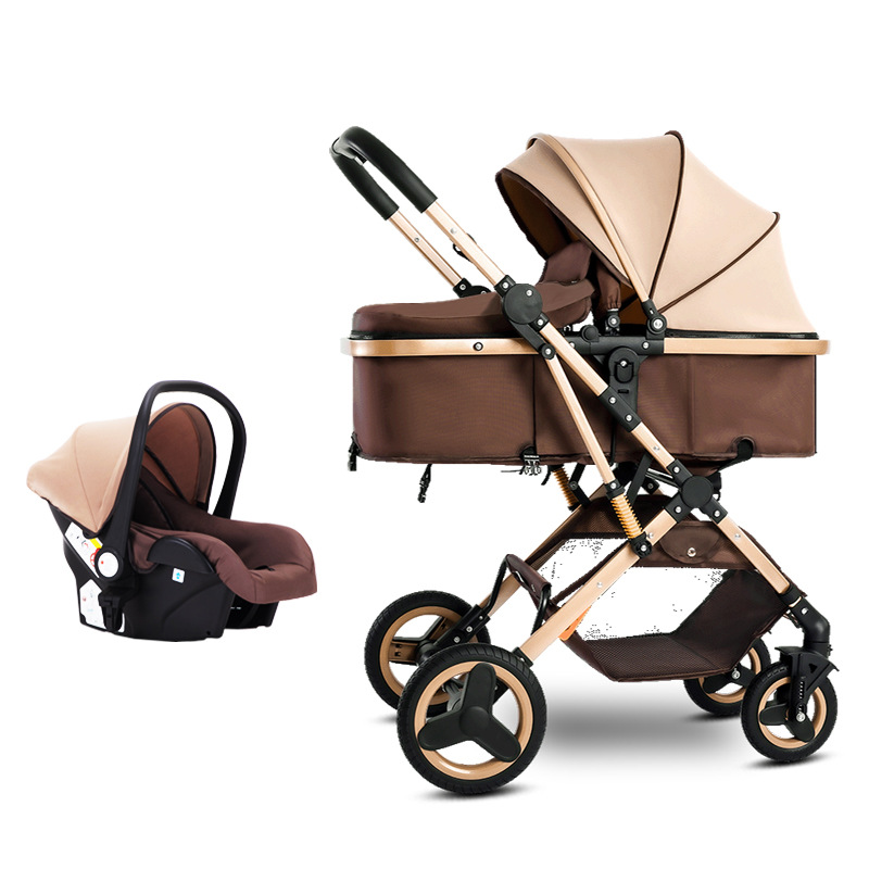 Cochecito de bebé tipo cesta, con opción de sentarse y reclinarse, plegable en dos direcciones, cochecito infantil de vista alta, cochecito portátil de lujo ligero tipo cesta.