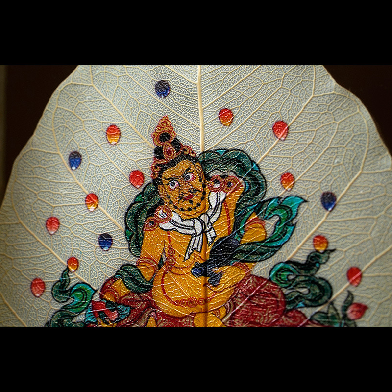 La Tabla pintada madera de la decoración de la hoja de Bodhi Zodiaco Dios amarillo del espécimen de la hoja de la riqueza puede ser cuadro fijo alta tabla transparente de la decoración de cristal