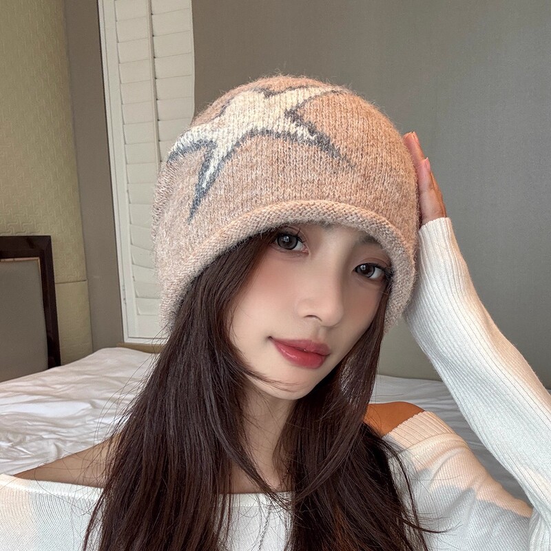 美式复古卷边堆堆帽女2025新款秋冬保暖护耳针织冷帽显脸小包头帽|undefined