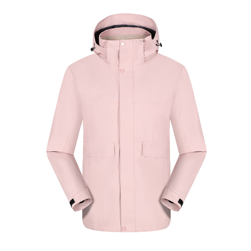 Al aire libre a prueba de lluvia a prueba de viento engrosada abrigo tres en uno desmontable de alta densidad de visón chaqueta de forro de terciopelo logotipo personalizado