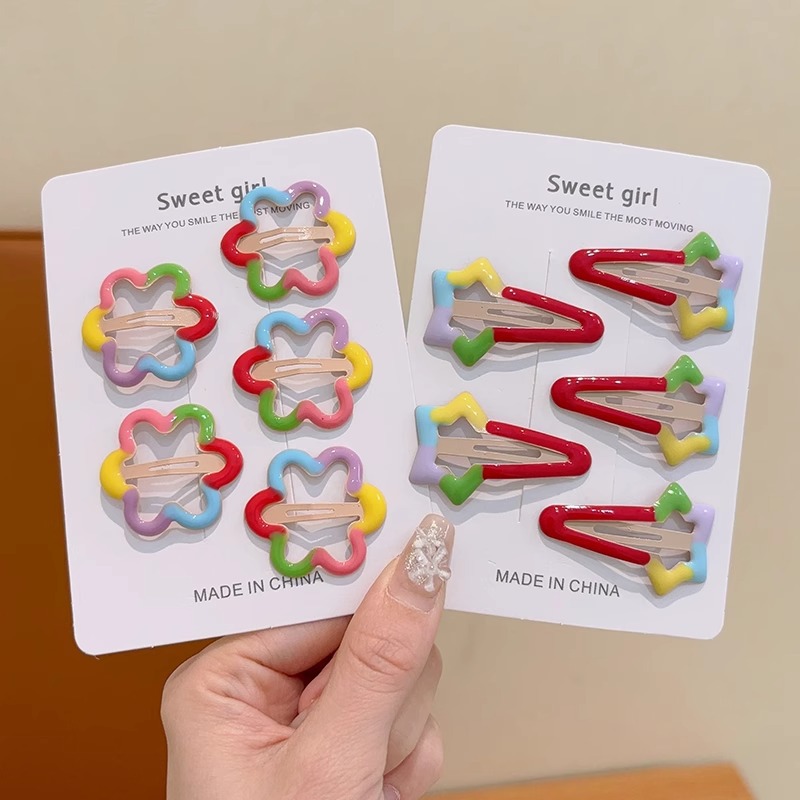 Bonitos niños color caramelo flores clip para el cabello BB clips niñas pecado roto clip para el cabello lateral pequeño clip universal