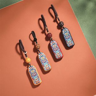 Redwood hand painted color card national trend Barbie sandalwood painted key chain red sandalwood safe and quiet card pendant aloes accessories