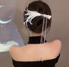 White big hairgrip with tassels, crab pin, hair accessory, 2022 collection