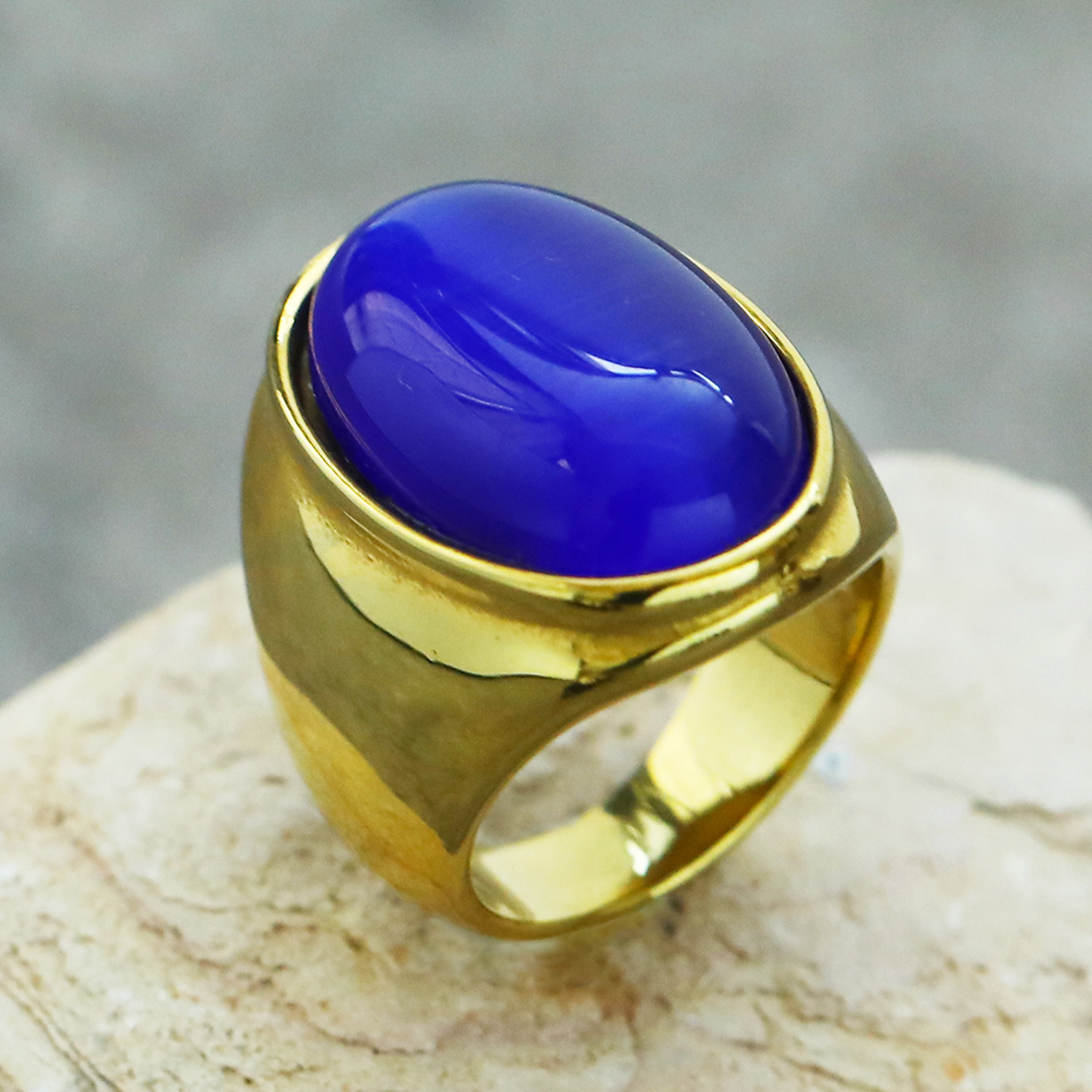 23g Weight Natural Stone Inlay Material Rings Classification 1 Piece Quantity Holiday, Street Occasion Titanium Steel Material Round Pattern Men's Gender Inlay Design Hip-Hop Style Hip-Hop Round Titanium Steel Inlay Natural Stone Men's Rings 9