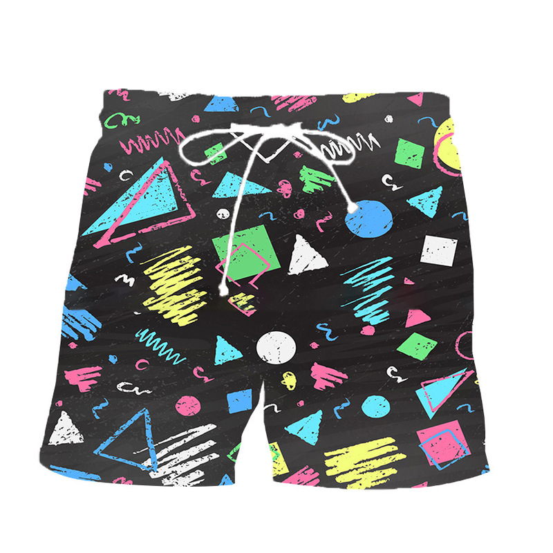 Vvgete 80S Men's Costume Beach Pants, Casual Pants with Drawstring 90S Men's Shorts