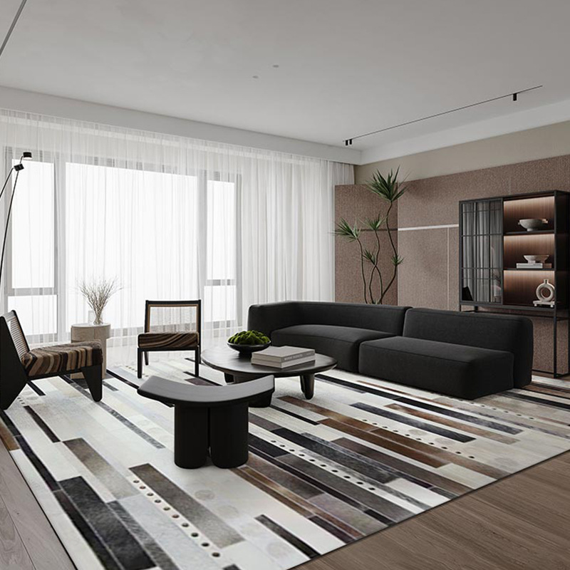 Alfombra de piel de vaca natural hecha a mano sala de estar doméstica irregular alfombra de piel de vaca real alfombra de mesa de té alfombra personalizada