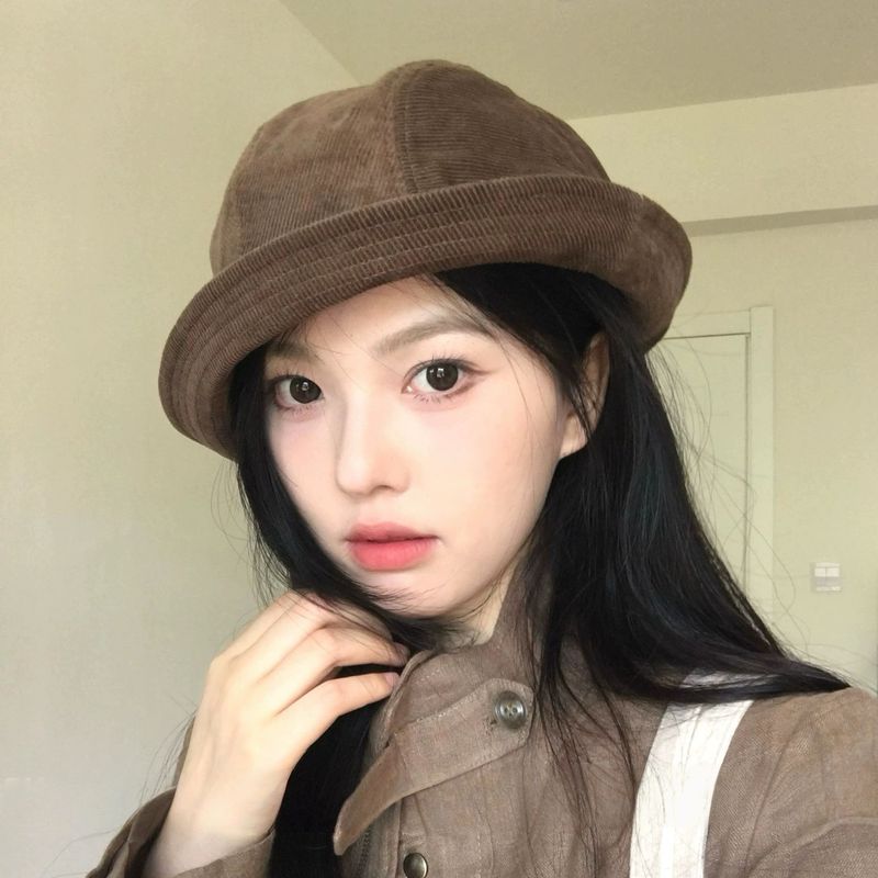 灯芯绒渔夫帽女2025新款气质一帽多戴可做小礼帽高性价比骑车可戴|undefined