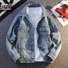 潮流新款水洗牛仔夹克男士春秋季宽松休闲学生青少年复古翻领外套