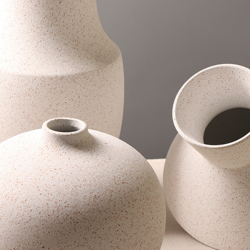 Nordic minimalist ceramic vase sample room creative frosted dot floral arrangement decoration item Bo Gua Jia object display piece modern