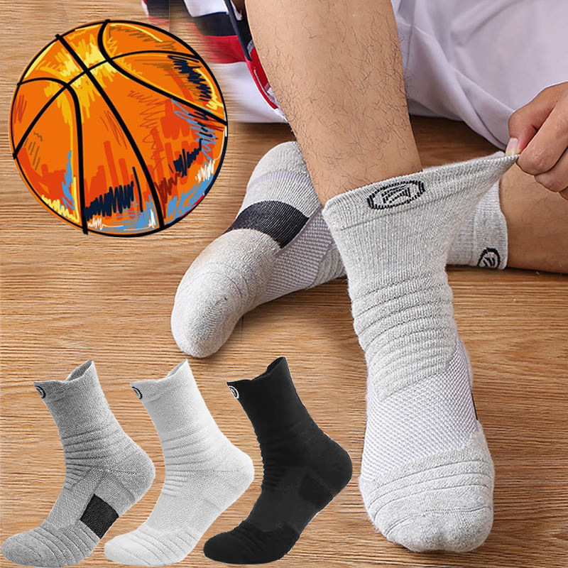 Socks Men's Basketball Socks Cross-Border Popular Spring and Autumn Men's Mid-Tube Outdoor Mesh Breathable Quick-Drying Running Sports Socks