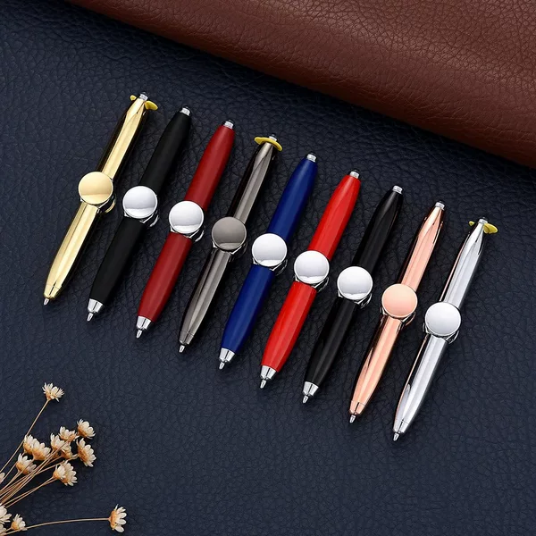 Cross-border metal multi-function fingertip decompression luminous flash rotating finger decompression with light ball gyro pen