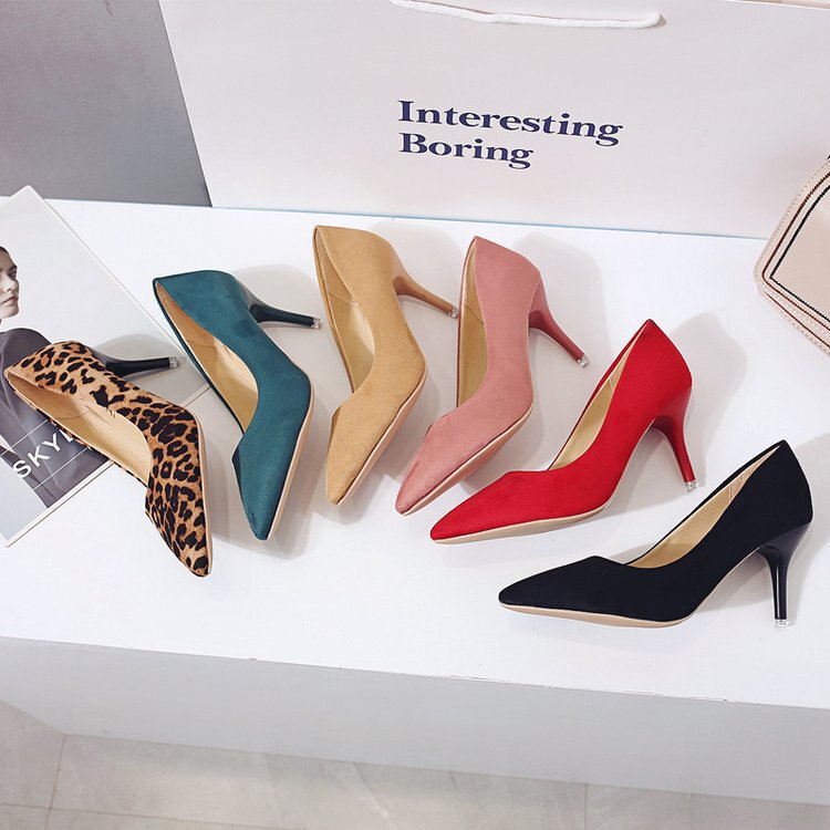 Korean Style High Heels for Women, Thin Heel, Pointed Toe, Kitten Heel, Black, Sexy, Suede, Professional High Heels with Defects