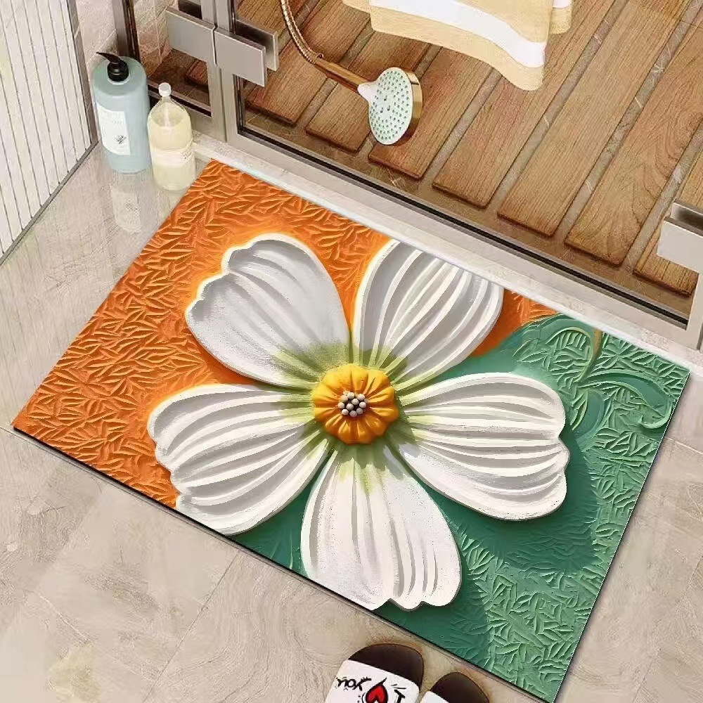 Pintura al óleo de estilo de baño piso de algas almohadilla de barro de algas almohadilla de absorción de agua de la puerta del baño almohadilla antideslizante fácil de cuidar