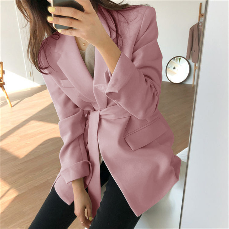 Abbigliamento donna Giacca nera da abito Cintura da donna 2024 Nuovo design primavera e autunno Nicchia Stiratura gratuita Temperamento Piccolo abito Manica lunga_voghion.com