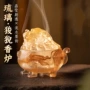 家用古法琉璃狻猊盘香炉