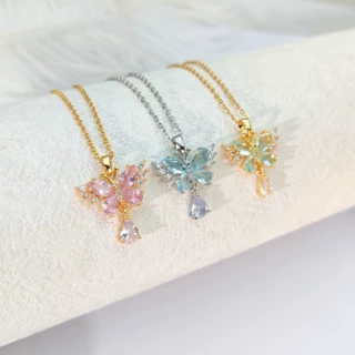 【钛钢】夏季新款不掉色锆石流苏蝴蝶项链时尚白搭高级感锁骨链女