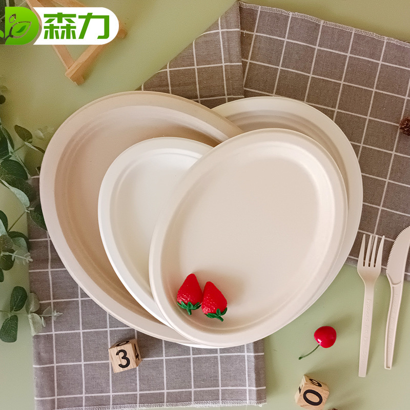 Biodegradable Disposable Plates Made from Sugarcane Pulp, Oval Vegetable Plates, Fish Plates, Eco-Friendly Tableware, Household Dining Plates, Barbecue Dishes