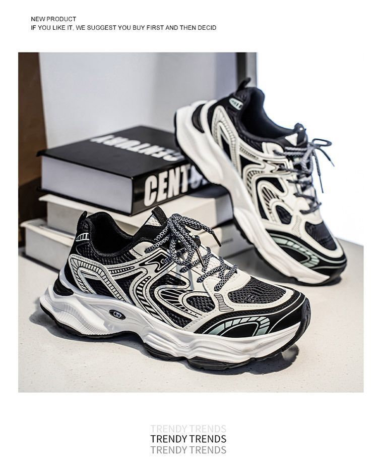 Summer New Dad Shoes Teen Trend Versatile Breathable Mesh Thick Sole Heightening Casual Sports Shoes_vogvips.com