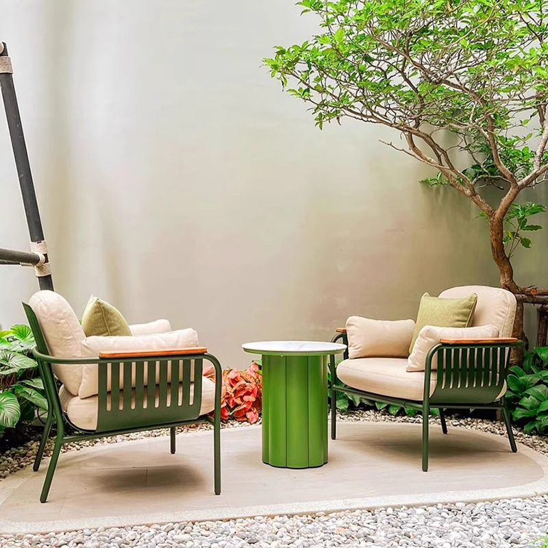 Sofá nórdico al aire libre mesa de té combinación terraza villa patio balcón al aire libre muebles impermeables y protectores solares