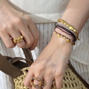 Bohemian Style Irregular Sequin Gold Ore Bracelet for Women Retro Ethnic Style Gold Coin Multi-Pendant Rope Braided Bracelet