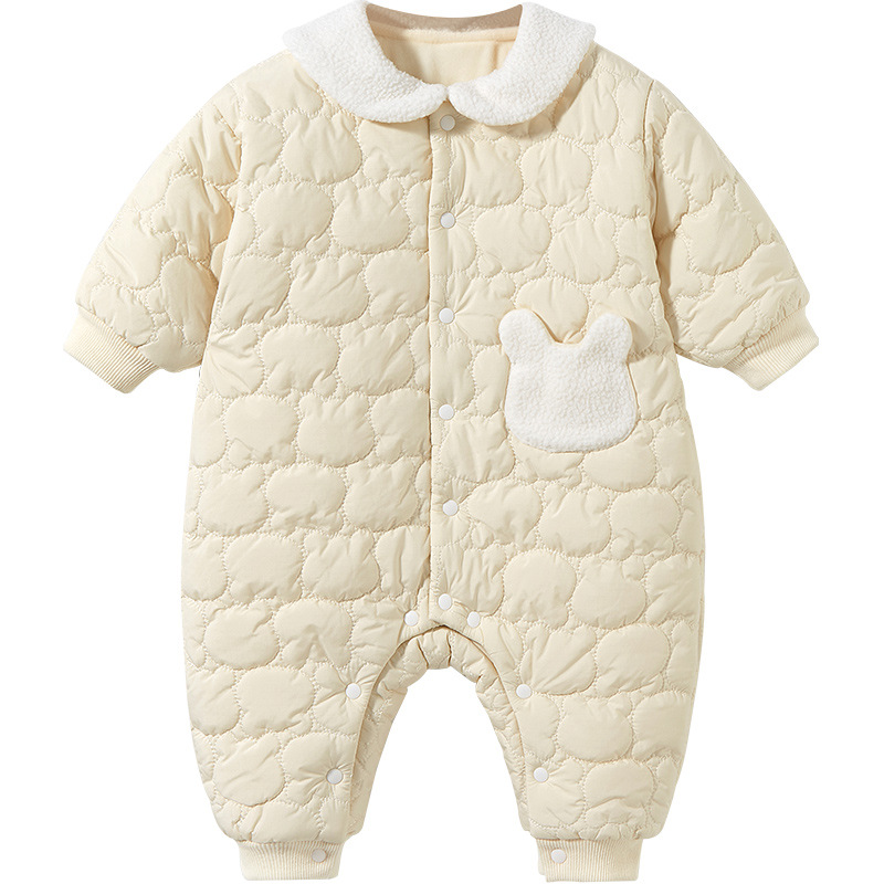 Mono de bebé Otoño e Invierno recién nacido cálido ropa engrosada forrada de lana para hombres y mujeres traje de mameluco ropa de invierno para bebés