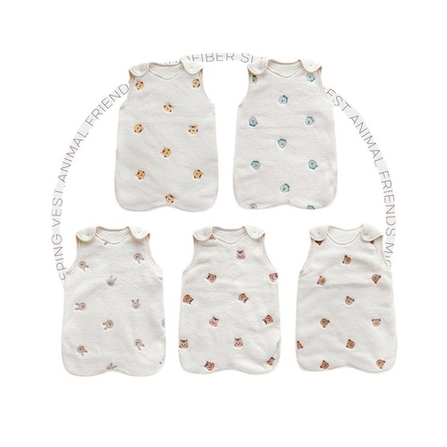 ins Korean baby sleeping bag autumn and winter thickened children's anti-kick quilt baby vest style split-leg sleeping bag warm pajamas