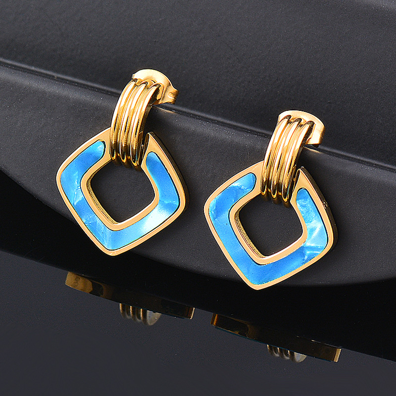 Fashion Square Arylic Titanium Steel Drop Earrings 1 Pair display picture 2