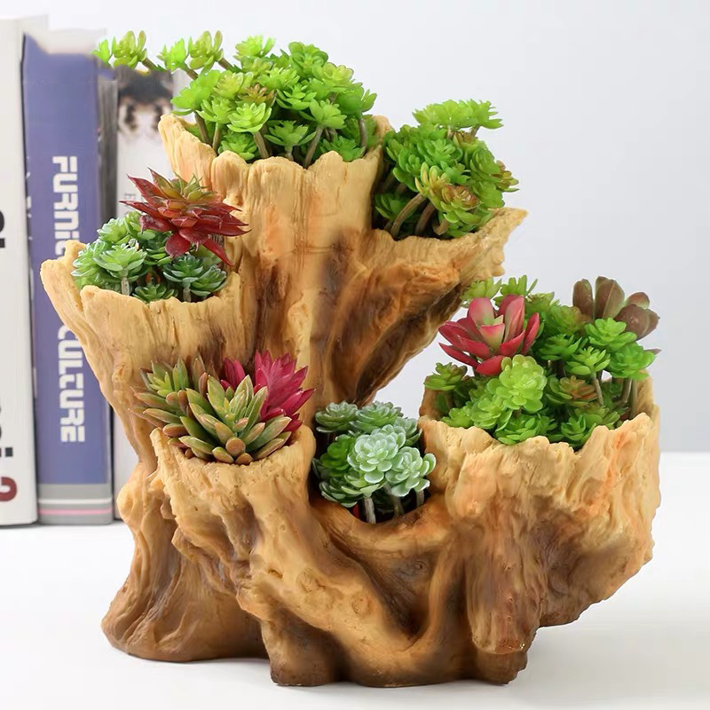 Creative wooden retro ceramic antique flowerpot