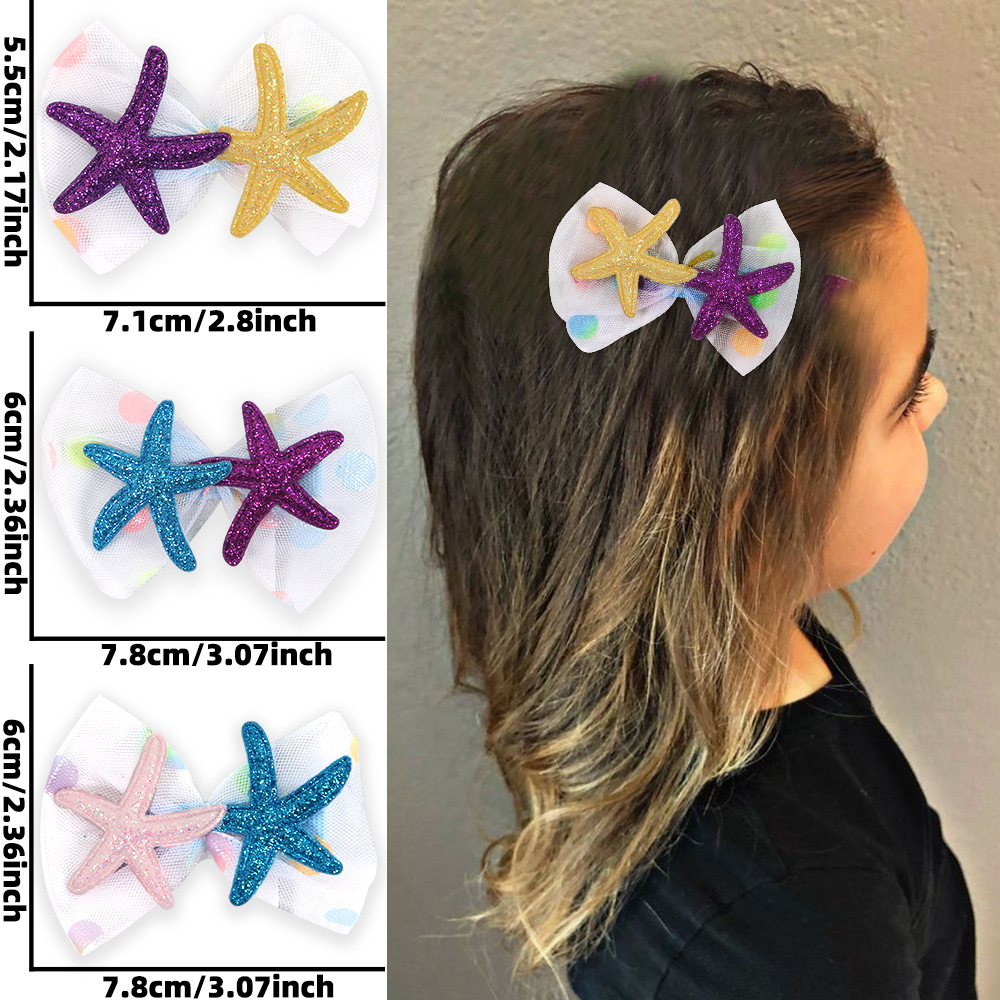 Cartoon shell starfish clip de pelo tema mar decoración de fiesta de cumpleaños clip de pelo borde clip de sequela clip de pelo