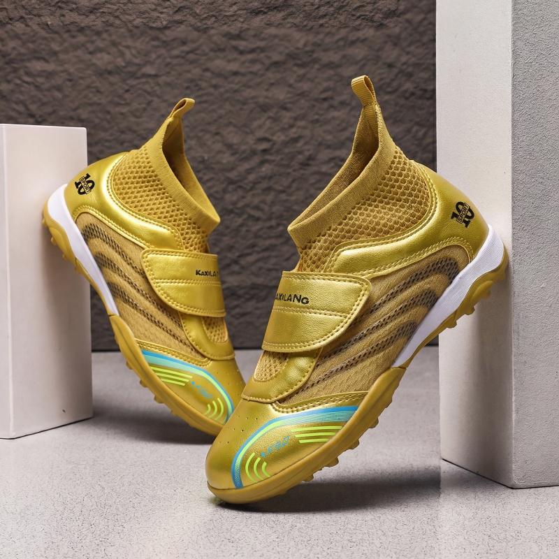 Zapatillas de Fútbol de Malla de Caña Alta Infantil de Goma Transpirables con Cierre Adhesivo