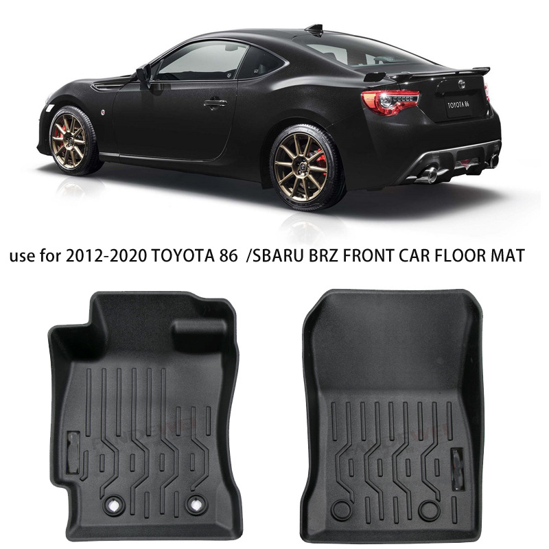 Toyota – TPE Floor Mats Ayaqaltılar (Kovriklər) - 2-pcs-black-front-floor-mats-for-toyota-86-subaru-brz-zc6-12-20