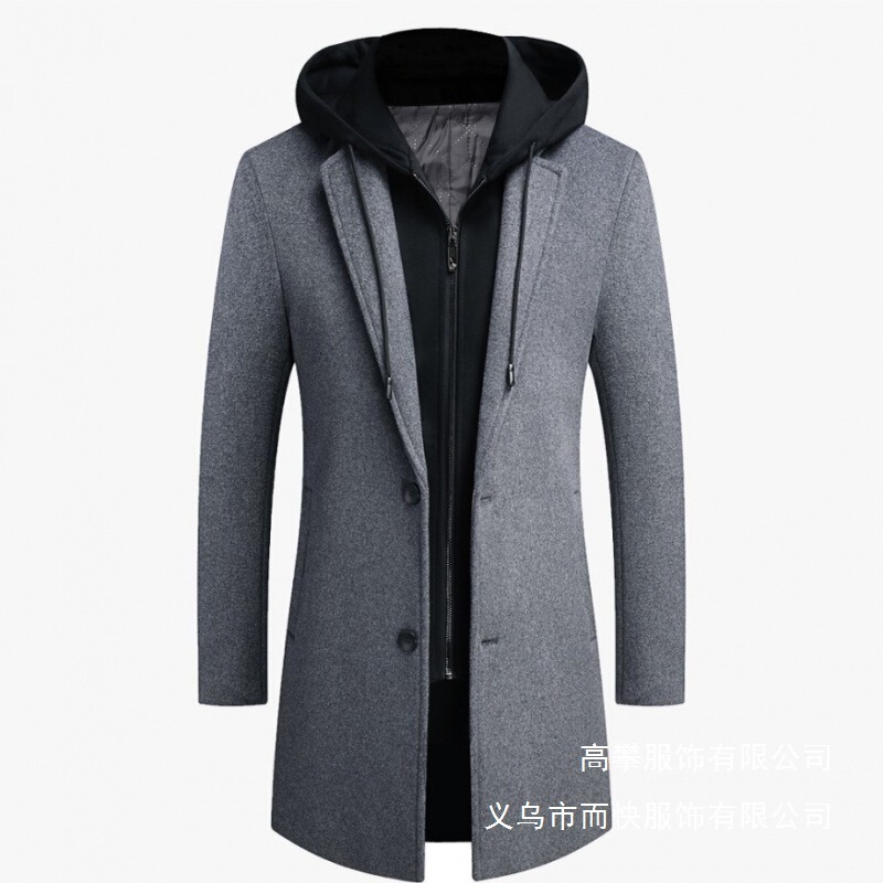 2023 New Men's Korean Style Casual Coat Mid-Length Removable Hat Trendy Jacket Men's Long Sleeve Wholesale 2023 New Men's Korean Style Casual Coat Mid-Length Removable Hat Trendy Jacket Men's Long Sleeve Wholesale