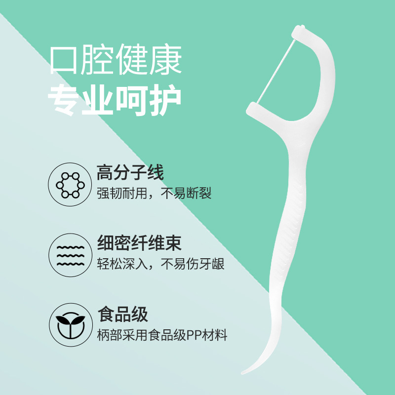 Disposable polymer dental floss stick ultra-fine family portable boxed toothpick floss care for adults and children to clean and pick teeth