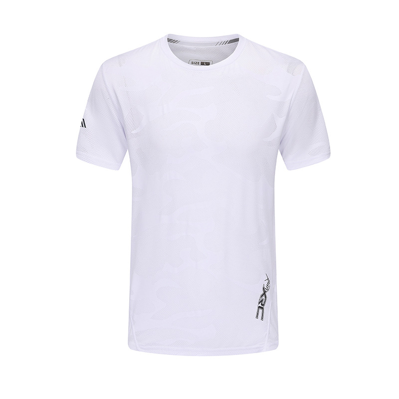 Transfronterizo Amazon Ice Silk Camiseta de manga corta de secado rápido Deportes para hombres Correr Casual Fitness Tops transpirables Cuello redondo