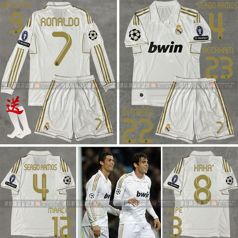 1112 Real Madrid Retro Jersey Home Short-sleeved Football Suit Long-sleeved Champions League Edition No.7 C Roca Card Adult Children's Set
