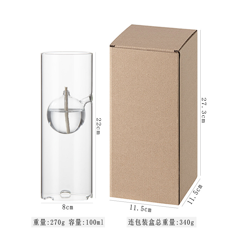 Lámpara de aceite transparente tipo C de 22 cm.