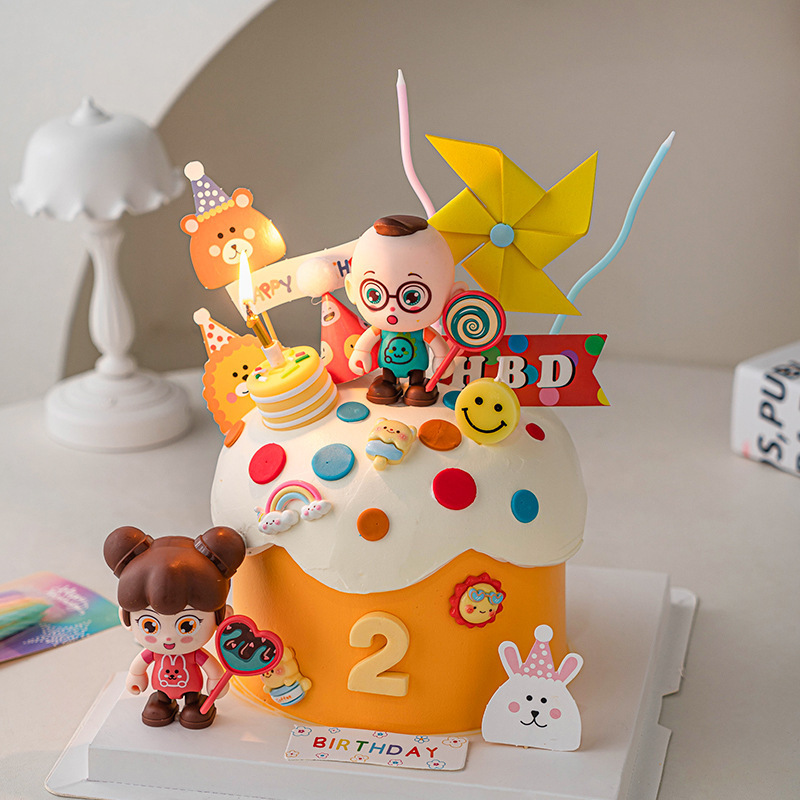 Internet Popular Super Beibei Children's Cake Decorative Ornaments Soft Glue Cake Hair Ball Hat Baby's Birthday Dress Internet Popular Super Beibei Children's Cake Decorative Ornaments Soft Glue Cake Hair Ball Hat Baby's Birthday Dress