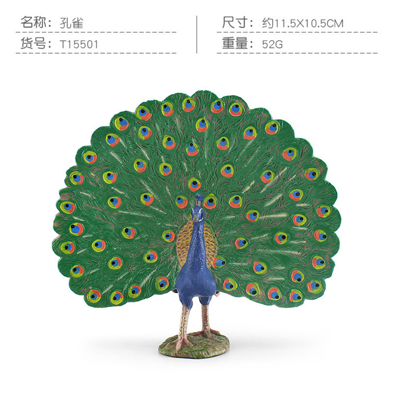 Exportación transfronteriza de niños acertijos de simulación de aves aves animales de pantalla abierta modelo de pavo real decoración estática juguetes de decoración