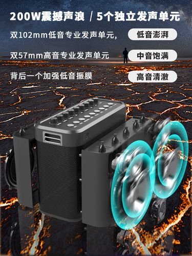 Shenglaker S1314 200W Audio Engineer Sound Card Speaker Integrated Outdoor Karaoke Reverb Live Broadcast Bluetooth Speaker 