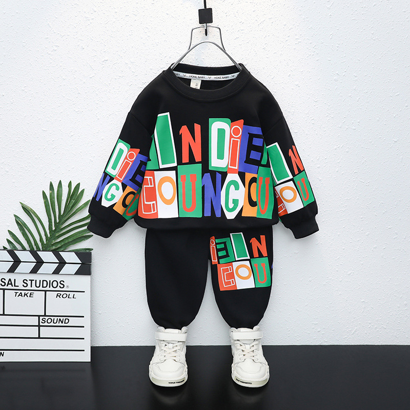 Pull décontracté pour garçons, ensemble deux pièces avec lettres imprimées, vêtements Cool pour bébés, nouvelle collection printemps et automne 2023_voghion.com