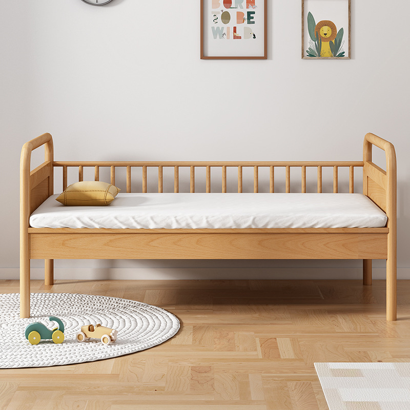 Solid Wood Children's Bed Splicing Bed Baby Bed Splicing Big Bed Widened Beech Single Boy Baby Bedside Small Bed