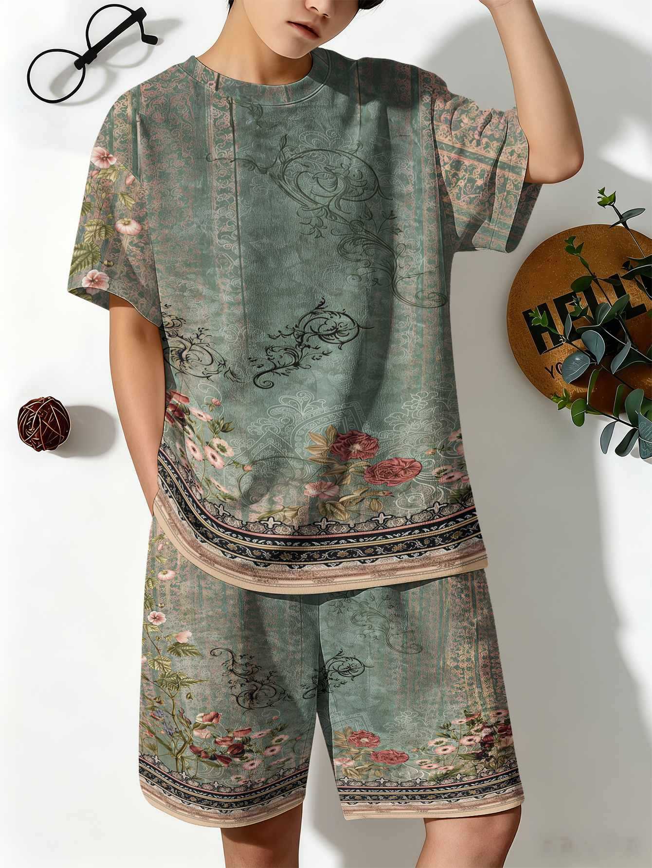 Ensemble été garçon t-shirt et short imprimé cerise_voghion.com