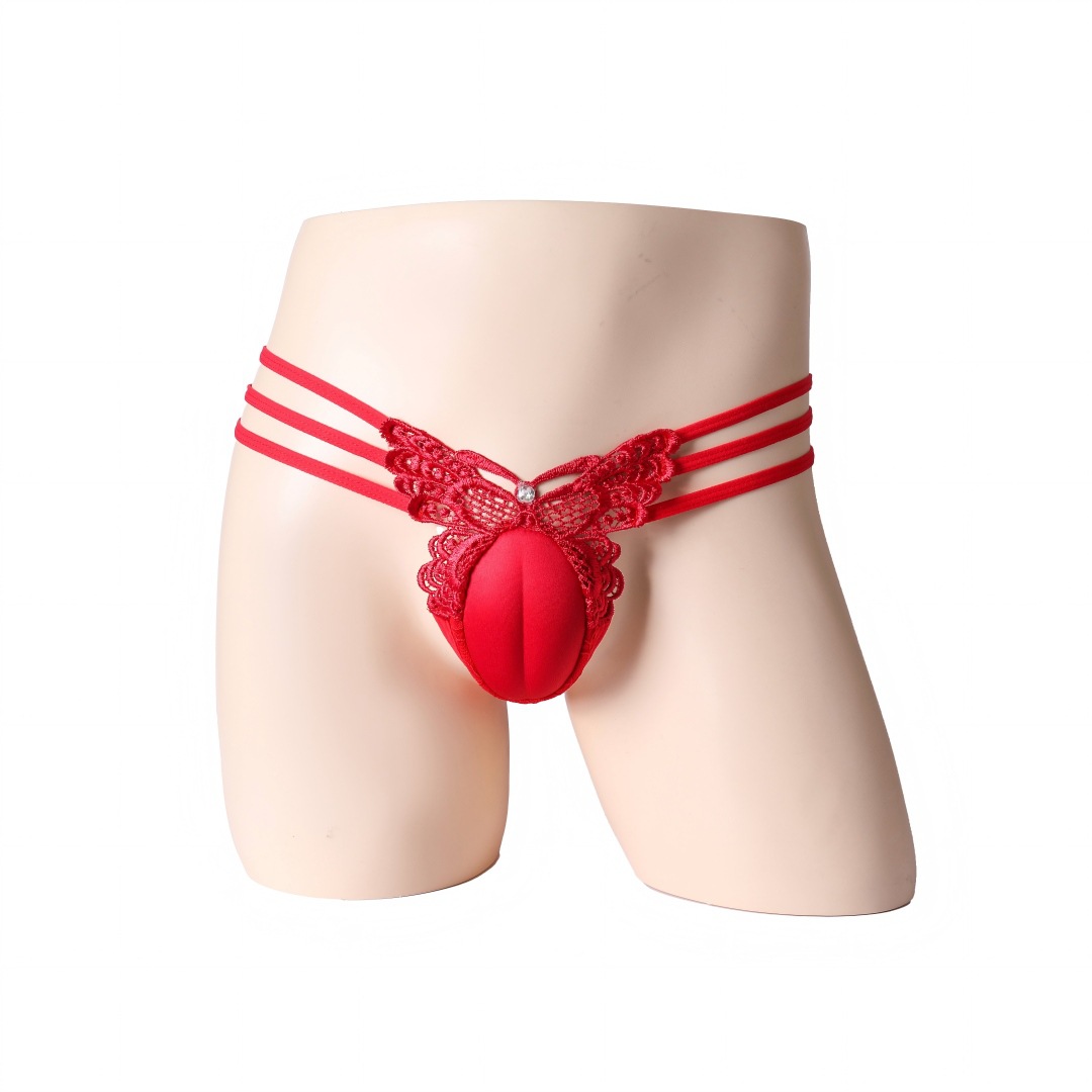 Men's Sexy Underwear Wholesale Cd Cross-Dressing Jj Underwear Hidden Jj Butterfly Thong Manufacturer Low-Waist Underwear