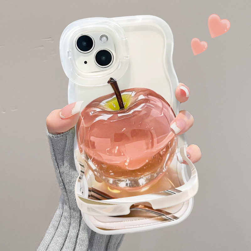 crystal apple for apple 16promax transparent phone case oppo huawei 13 dual bracket vivo xiaomi 14